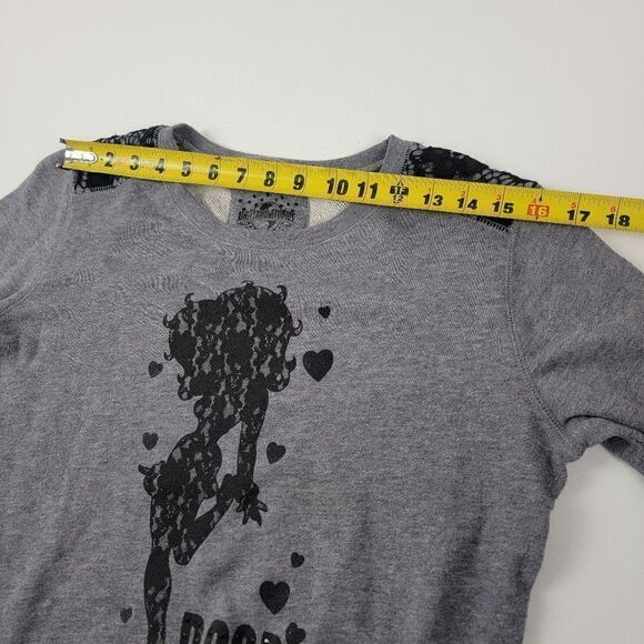 Universal Studios Sweatshirt Laced Crewneck Pullover Gray Black Womens Medium - Picture 10 of 11